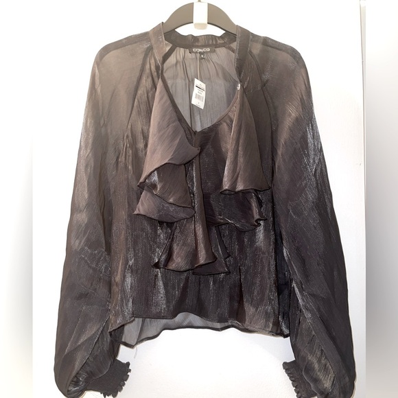 NWT CQ By CQ Black Sheer Blouse - Picture 4 of 9